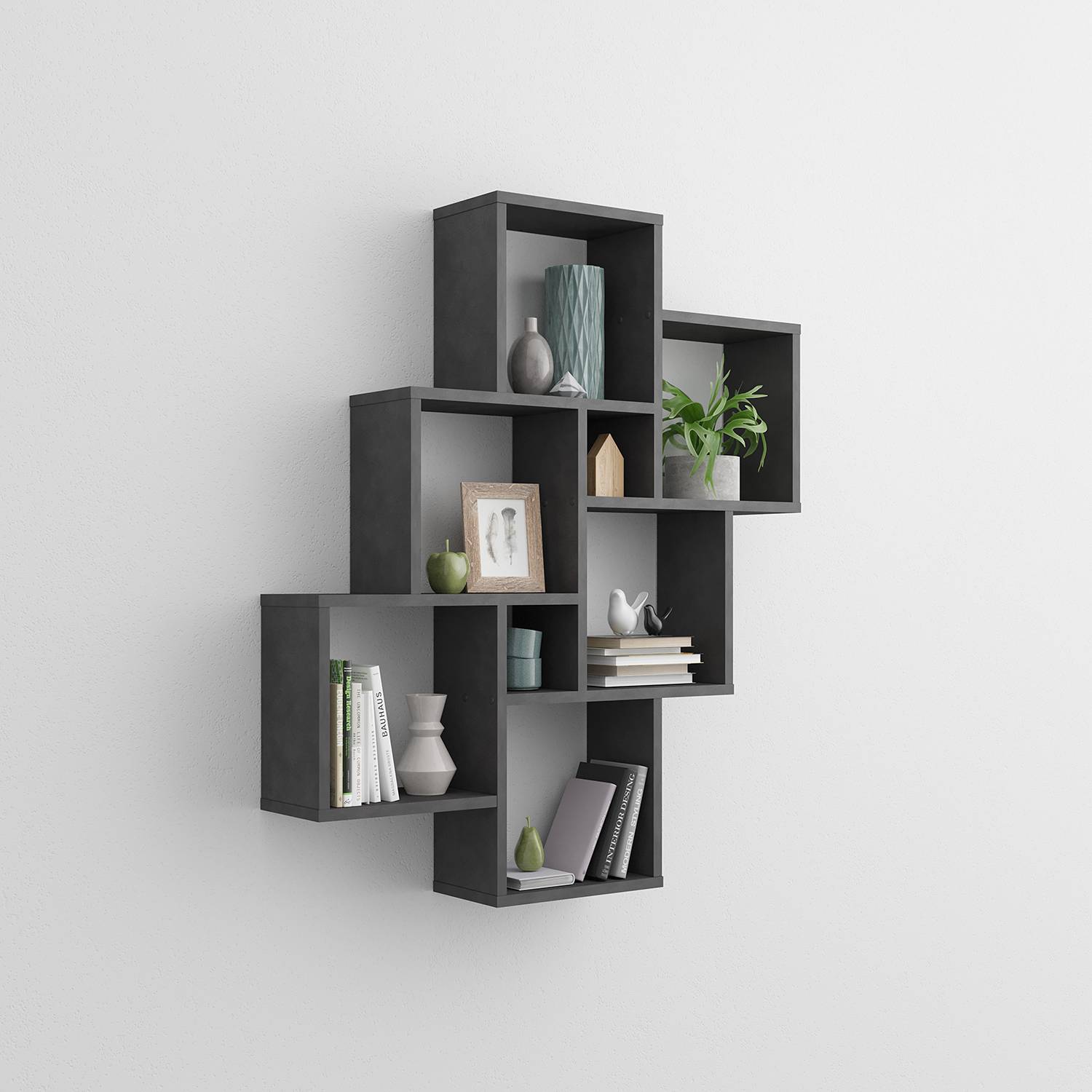 home24 Wandregal Lugo I Spanplatte, melaminbeschichtet Grau/Anthrazit 81 x 94 x 15cm home24 Wandregal Lugo I Spanplatte, melaminbeschichtet Grau/Anthrazit 81 x 94 x 15cm von home24