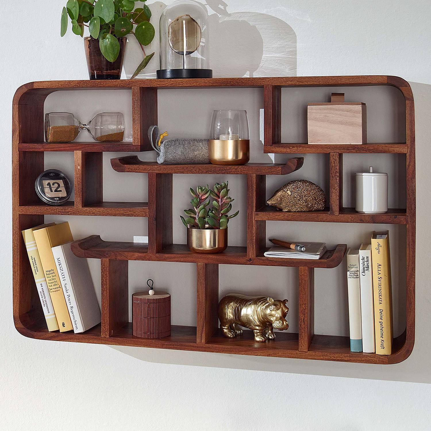 home24 Wandregal Pescul Sheesham Massiv, lackiert Braun 80 x 55 x 12cm home24 Wandregal Pescul Sheesham Massiv, lackiert Braun 80 x 55 x 12cm von home24
