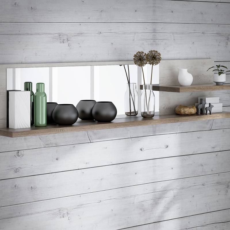 home24 Wandregal Spanplatte, foliert Braun/Weiß 213 x 47 x 25cm von home24