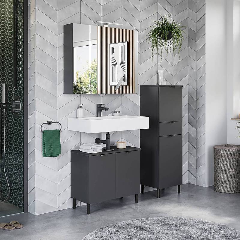 home24 Waschbeckenunterschrank Arcena 60 x 56 x 34cm Grau/Graphit von home24