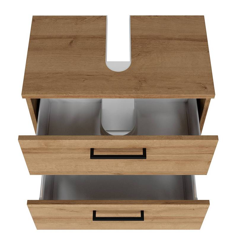 home24 Waschbeckenunterschrank Bavelli 60 x 53 x 33cm Beige/Eiche Riviera Dekor von home24
