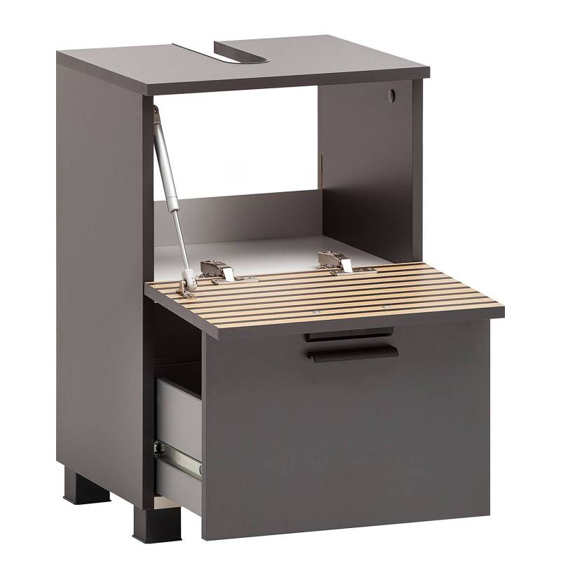 home24 Waschbeckenunterschrank - Klapptür 40 x 61 x 35cm Grau/Anthrazit von home24