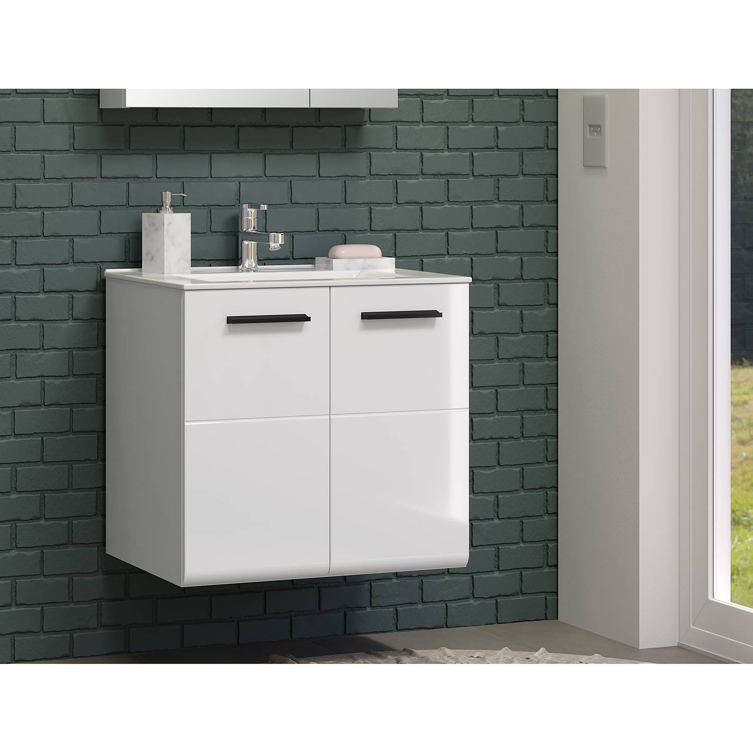 home24 Waschbeckenunterschrank Riva 62 x 59 x 47cm Weiß/Hochglanz Weiß/Weiß home24 Waschbeckenunterschrank Riva 62 x 59 x 47cm Weiß/Hochglanz Weiß/Weiß von home24