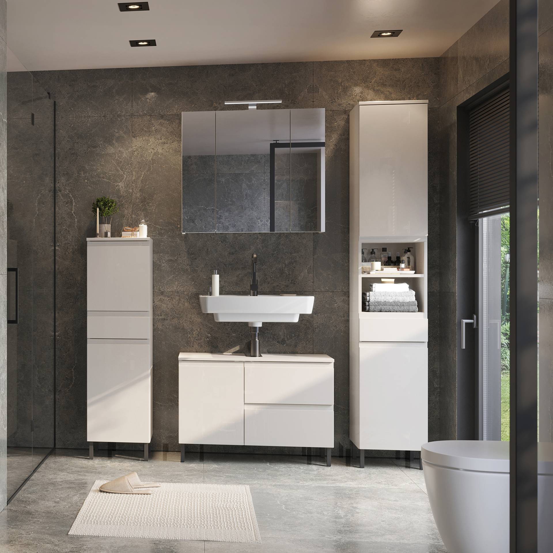 home24 Waschbeckenunterschrank Salinas 1 Klappe 80 x 56 x 34cm Grau/Kaschmir home24 Waschbeckenunterschrank Salinas 1 Klappe 80 x 56 x 34cm Grau/Kaschmir von home24