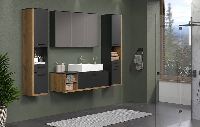 home24 Waschbeckenunterschrank Syntax 120 x 36 x 45cm Braun/Grau von home24