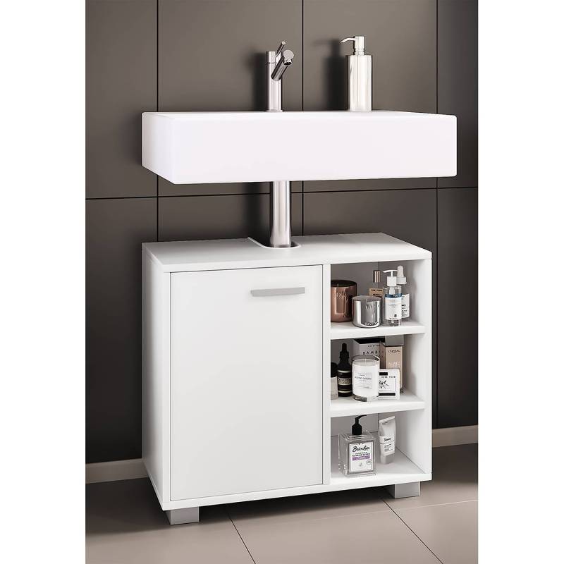 home24 Waschbeckenunterschrank Zalo II 60 x 55 x 30cm Weiß/Weiß von home24