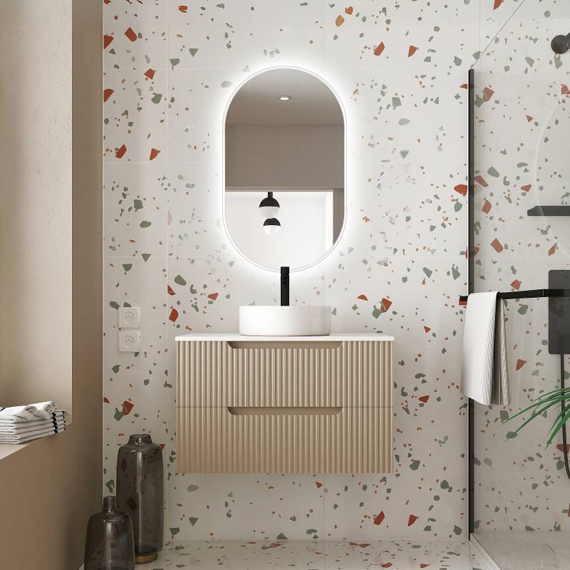 home24 Waschtisch COLORIA Typ C 81 x 50 x 46cm Braun/Taupe/Weiß von home24