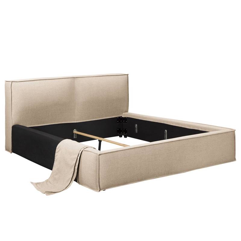 home24 Wechselbezug Polsterbett 200 x 200cm Beige von home24