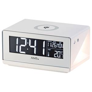 home24 Wecker Ouros LED Anzeige 15 x 8 x 10cm Weiß/Schwarz von home24
