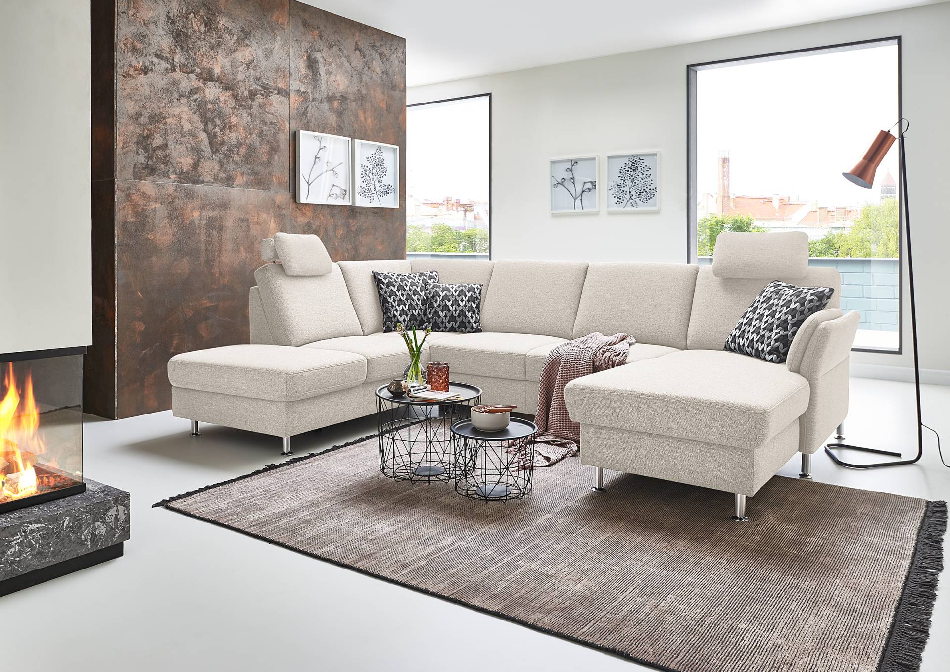 home24 Wohnlandschaft Silvo opt. Schlaffunktion Silber Webstoff Unni 305 x 90 x 200cm Longchair davorstehend rechts / Ottomane links mit home24 Wohnlandschaft Silvo opt. Schlaffunktion Silber Webstoff Unni 305 x 90 x 200cm Longchair davorstehend rechts / Ottomane links mit von home24