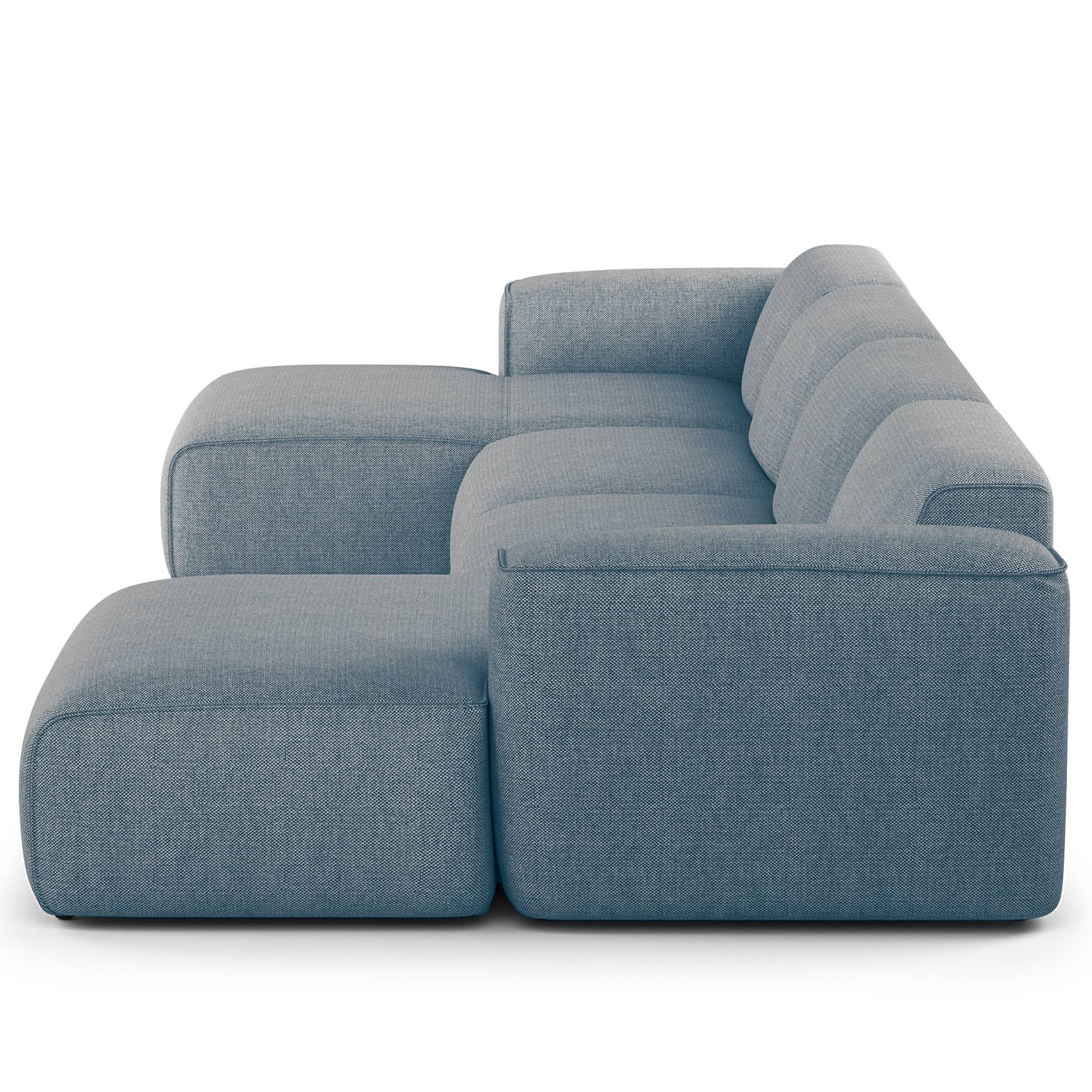 home24 Wohnlandschaft mit XL-Longchair Blau Webstoff Saia 428 x 72 x 172cm Gleichschenklig Modern von home24