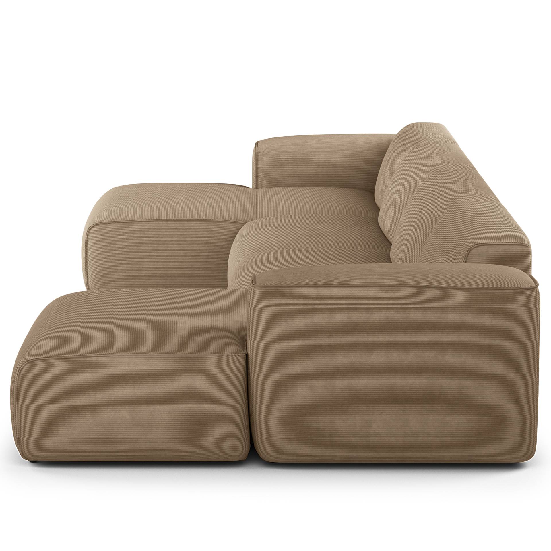 home24 Wohnlandschaft mit XL-Longchair Braun Cordstoff Snor 428 x 72 x 172cm Gleichschenklig Modern von home24