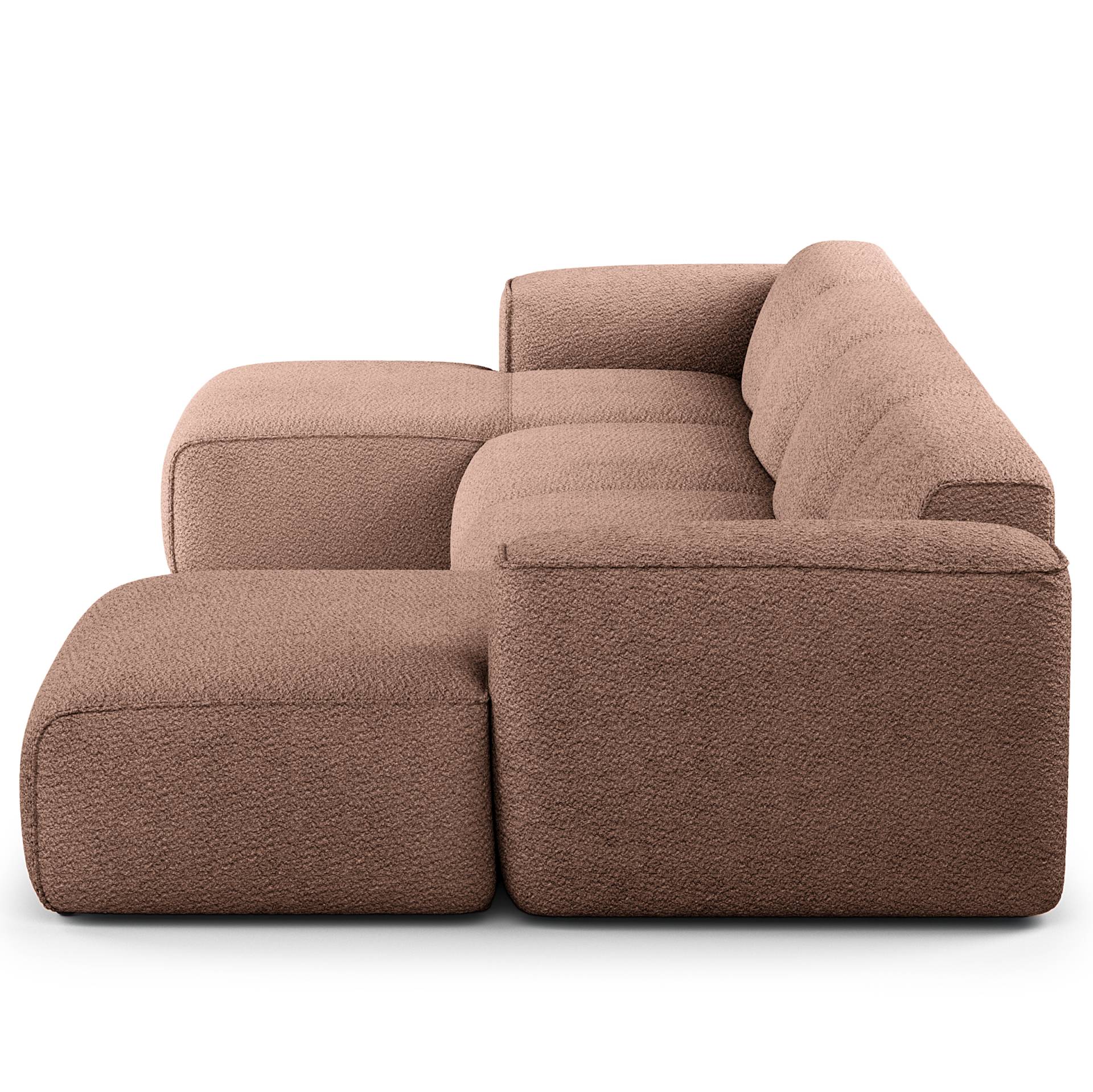 home24 Wohnlandschaft mit XL-Longchair Pink Teddy-Bouclé Stoff Bony 428 x 72 x 172cm Gleichschenklig Modern von home24