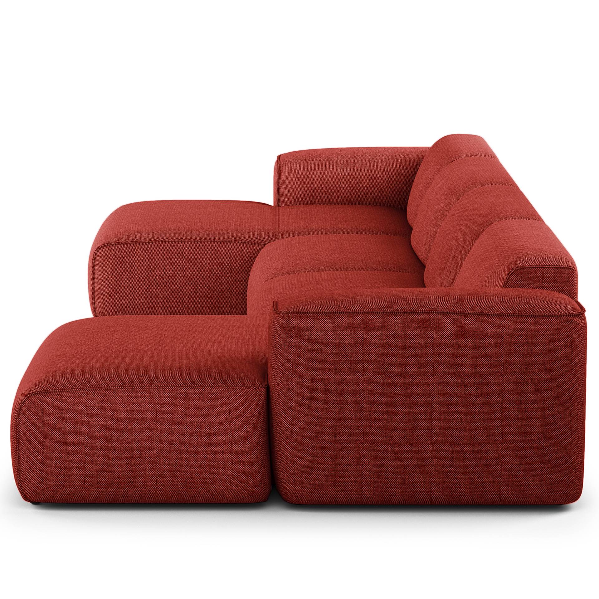 home24 Wohnlandschaft mit XL-Longchair Rot Webstoff Saia 428 x 72 x 172cm Gleichschenklig Modern von home24