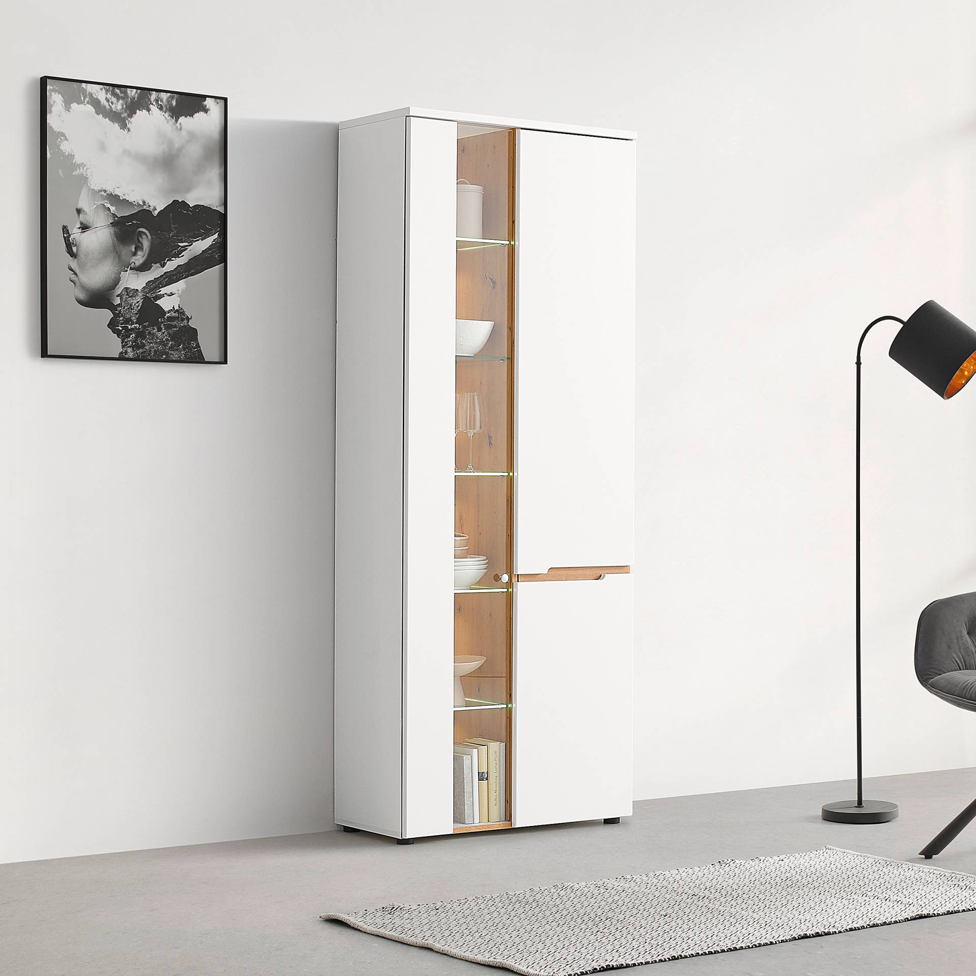 home24 Wohnwand 3-teilig Vitrine MDF Mitteldichte Holzfaserplatte , foliert Weiß 280 x 197 x 44cm home24 Wohnwand 3-teilig Vitrine MDF Mitteldichte Holzfaserplatte , foliert Weiß 280 x 197 x 44cm von home24