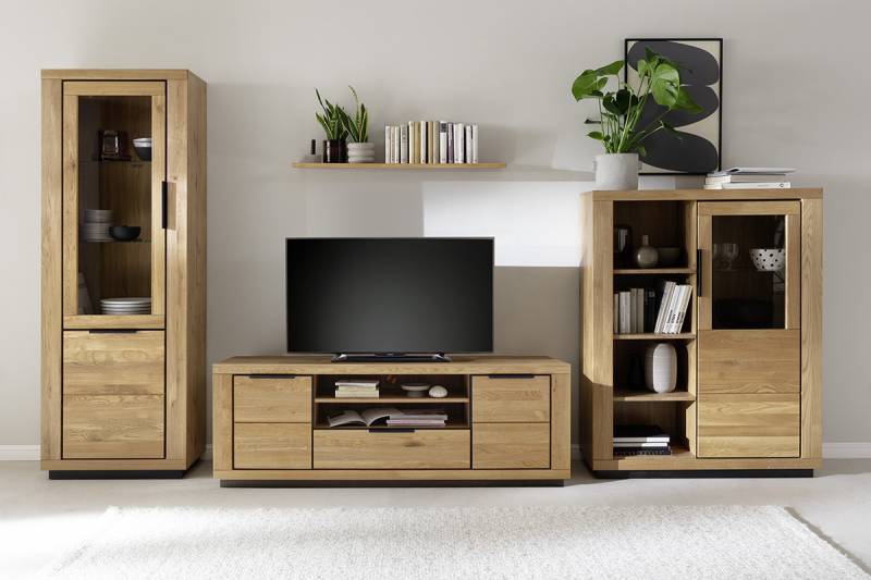 home24 Wohnwand 4-teilig Kombi C Front: Massivholz Eiche, geölt Korpus: MDF Mitteldichte Holzfaserplatte , foliert Braun 407 x 200 x 54cm home24 Wohnwand 4-teilig Kombi C Front: Massivholz Eiche, geölt Korpus: MDF Mitteldichte Holzfaserplatte , foliert Braun 407 x 200 x 54cm von home24