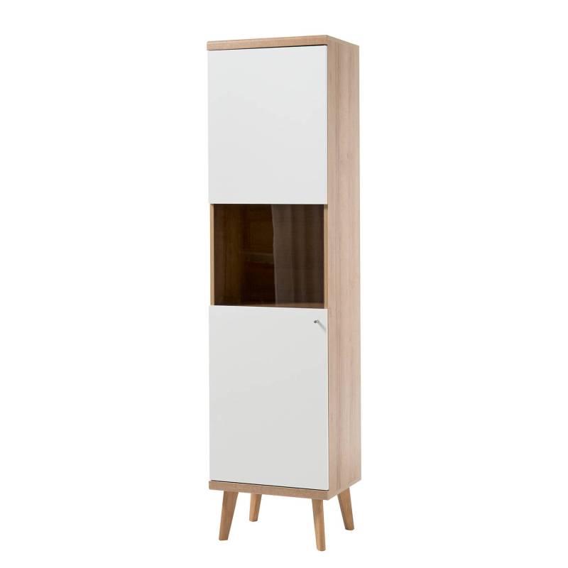 home24 Wohnwand II 4-teilig Front & Korpus: MDF Mitteldichte Holzfaserplatte , foliert Griffe: Metall, lackiert Braun/Weiß 300 x 197 x 40cm von home24
