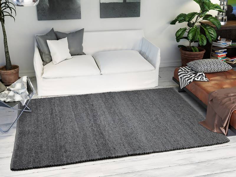 home24 Wollteppich Vikinga Grau/Anthrazit 200 x 300cm Mischgewebe von home24