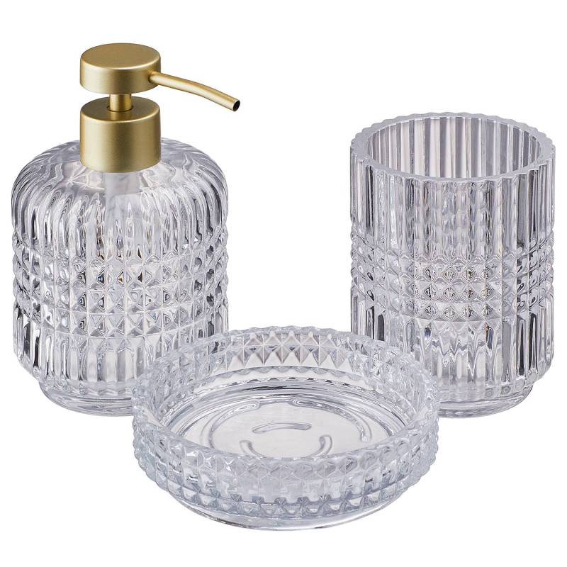 home24 Zahnputzbecher 4er-Set Glas Durchsichtig/Durchsichtig Ø 8cm von home24