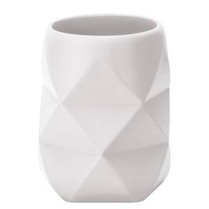 home24 Zahnputzbecher Crackle Polyresin Weiß/Weiß 8 x 10 x 8cm von home24