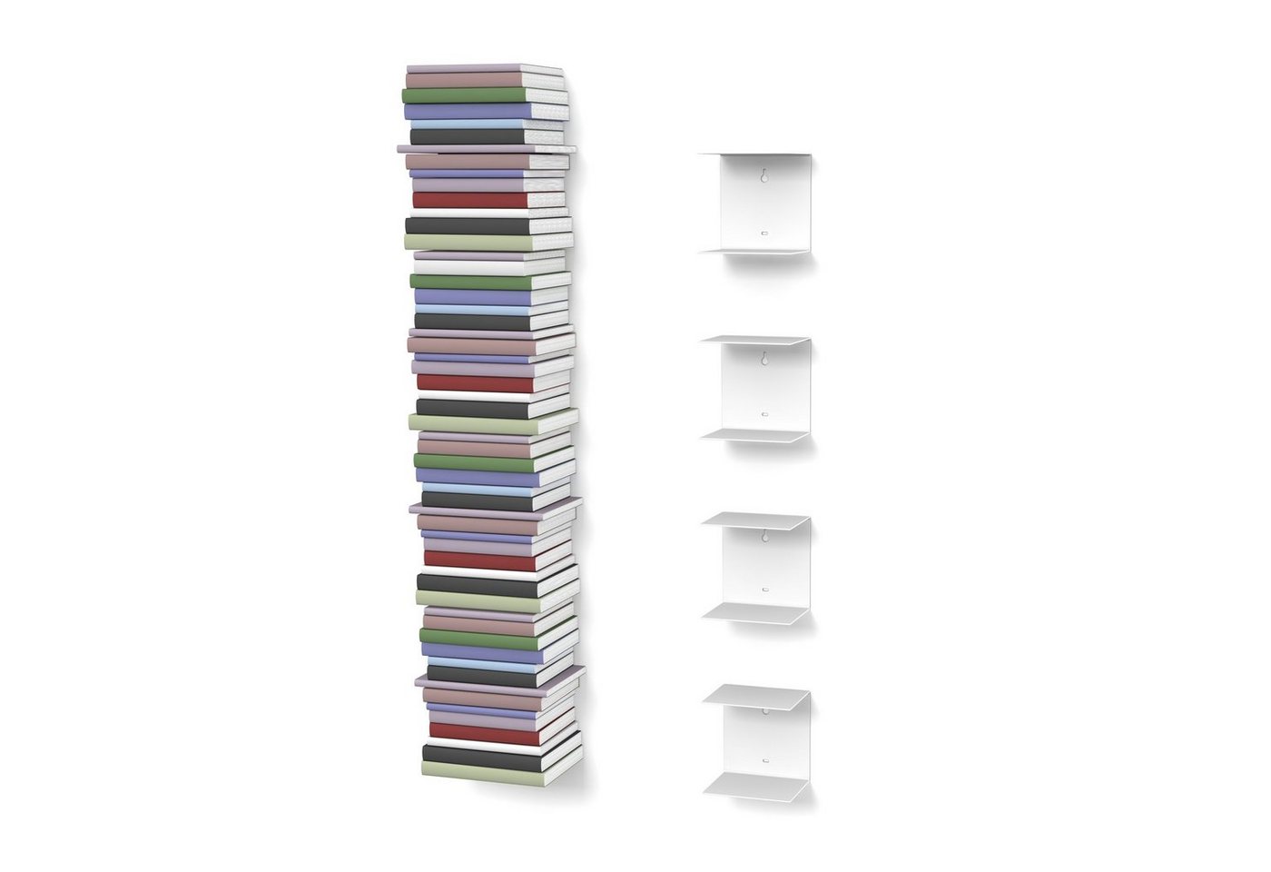 home3000 Bücherregal unsichtbares Bücherregal, 4-tlg., Made in Germany, Breite 16,5cm, Matt, 4 verschiedene Varianten, von home3000