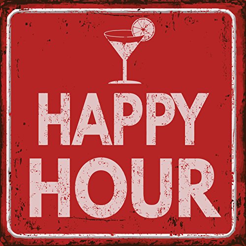 homeBLOCKrocks Kühlschrank-Magnet “Happy Hour” – im Retro Blechschild Design aus PLEXIGLAS® 9 x 9 cm von homeBLOCKrocks