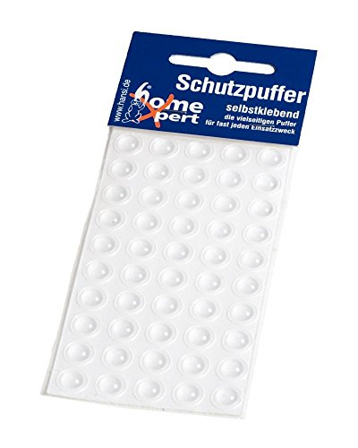 Home Xpert 50er Pack Schutzpuffer, Anschlagpuffer, Möbelpuffer, Anschlagdämpfer, Elastikpuffer, flach, transparent, selbstklebend, Ø 10 mm, Höhe 3,2 m von homeXpert