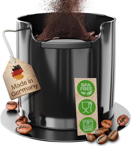 Homeffect Abklopfbehälter mit verbesserter Handhabung - Made in Germany - Abschlagbehälter für Siebträger-Maschinen - Knock Box, Schwarz - Barista Zubehör zum Kaffeesatz sammeln & recyceln von homeffect