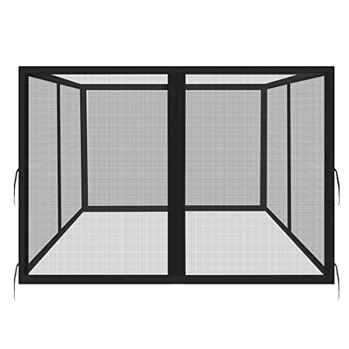 Homegroove Ersatz-Moskitonetz für 3 x 3,6 m Pavillon, universelles Netzgewebe mit Reißverschluss, verbessertes schwer entflammbares Material, Schwarz von homegroove