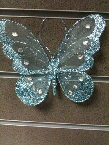 Deko-Schmetterling, mit Clip, Glitzer und Strassstein-Details, Blaugrün Deko-Schmetterling, mit Clip, Glitzer und Strassstein-Details, Blaugrün von Homestreet