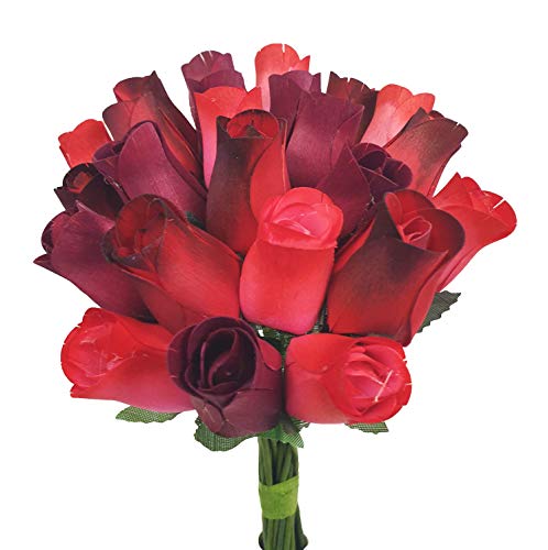 Homestreet Ewiger Blumenstrauß, 2 Dutzend Holzrosen in einer Auswahl von Farben, sofortiges Blumengeschenk (Rot) von Homestreet