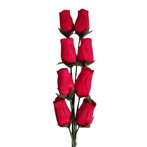 Homestreet Holzrosen in vielen Farben – 8 einzelne Rosenknospen-Stiele in einem Strauß gebunden – hochwertige kleine Blumendekoration (rot) von Homestreet