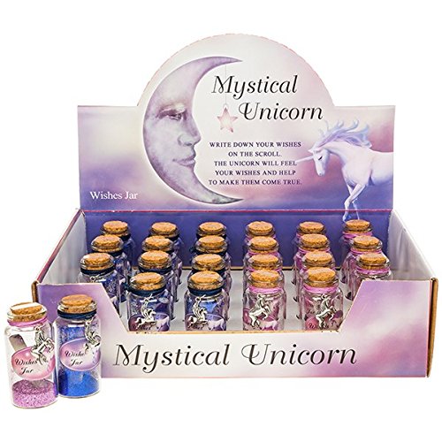 Mystical Unicorn Einhorn-Wunschglas mit glitzerndem Wunschstaub, Schriftrolle und Einhorn-Schmuckanhänger, englische Version indigo von Homestreet