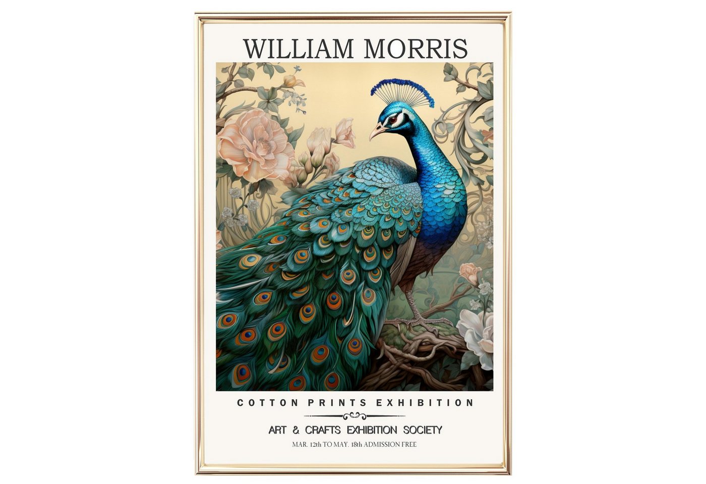 homestyle-accessoires Poster Bild Wandbild Kunstdruck PFAU WILLIAM MORRIS DIN A3 Print, (1 St), - OHNE BILDERRAHMEN - Sorgfältige & sichere Verpackung von homestyle-accessoires