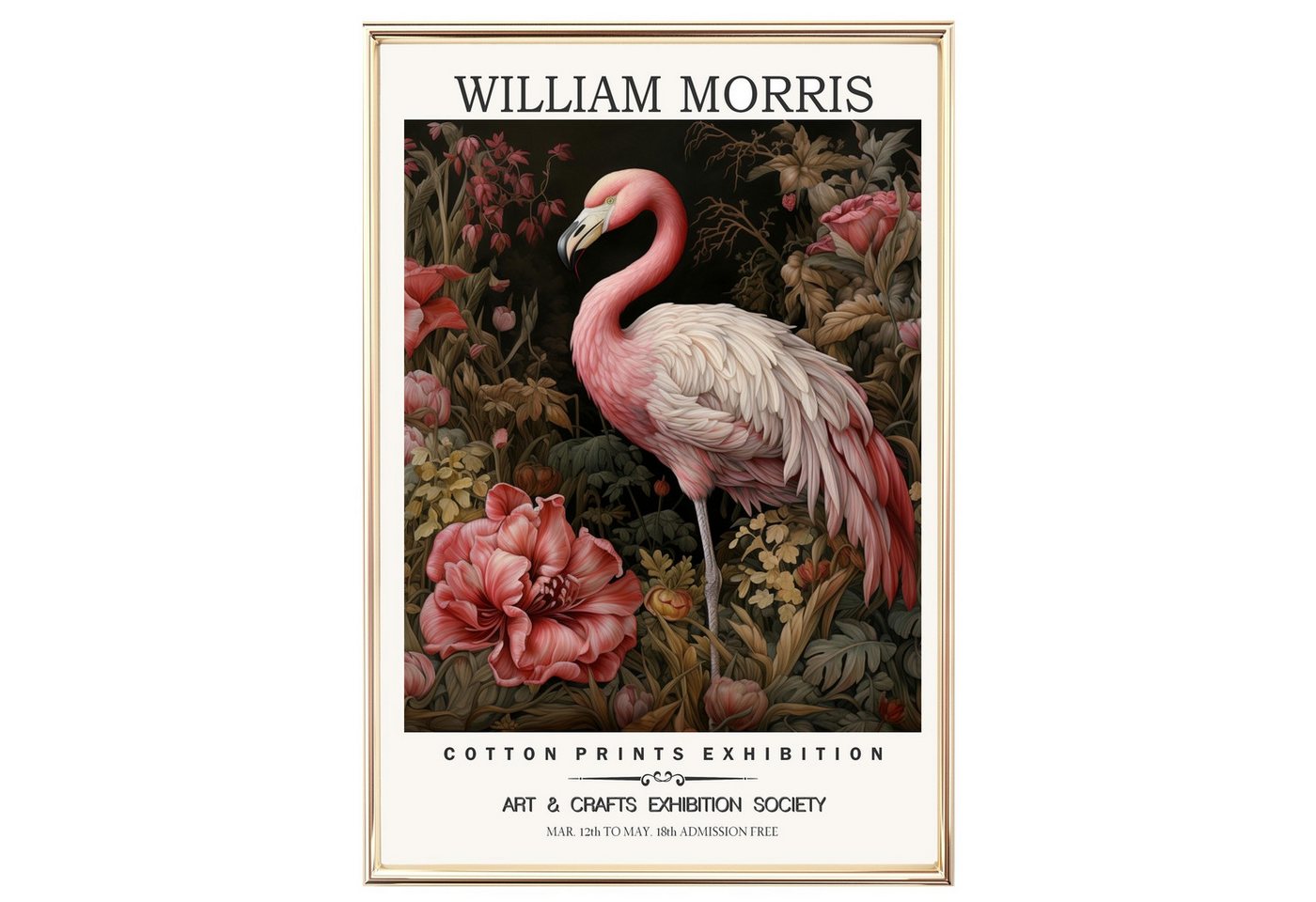 homestyle-accessoires Poster Bild Wandbild Kunstdruck WILLIAM MORRIS FLAMINGO DIN A3 Print, (1 St), - OHNE BILDERRAHMEN - Sorgfältige & sichere Verpackung von homestyle-accessoires