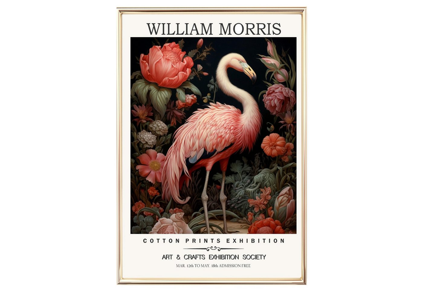 homestyle-accessoires Poster Bild Wandbild Kunstdruck WILLIAM MORRIS FLAMINGO DIN A3 Print, (1 St), - OHNE BILDERRAHMEN - Sorgfältige & sichere Verpackung von homestyle-accessoires