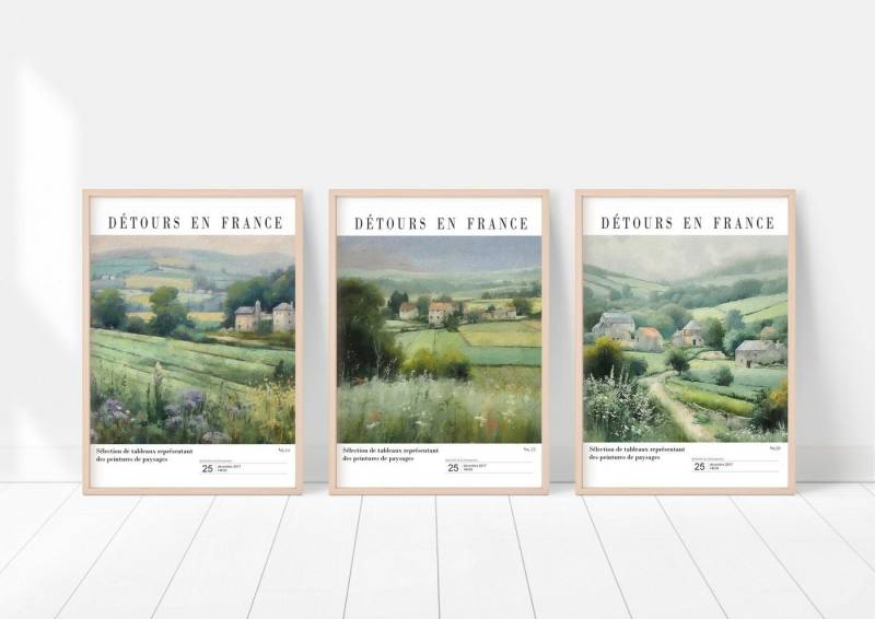 homestyle-accessoires Poster Bilder 3er Set Wandbilder FRANKREICH LANDSCHAFT DIN A4 ODER DIN A3, Ohne Bilderrahmen von homestyle-accessoires