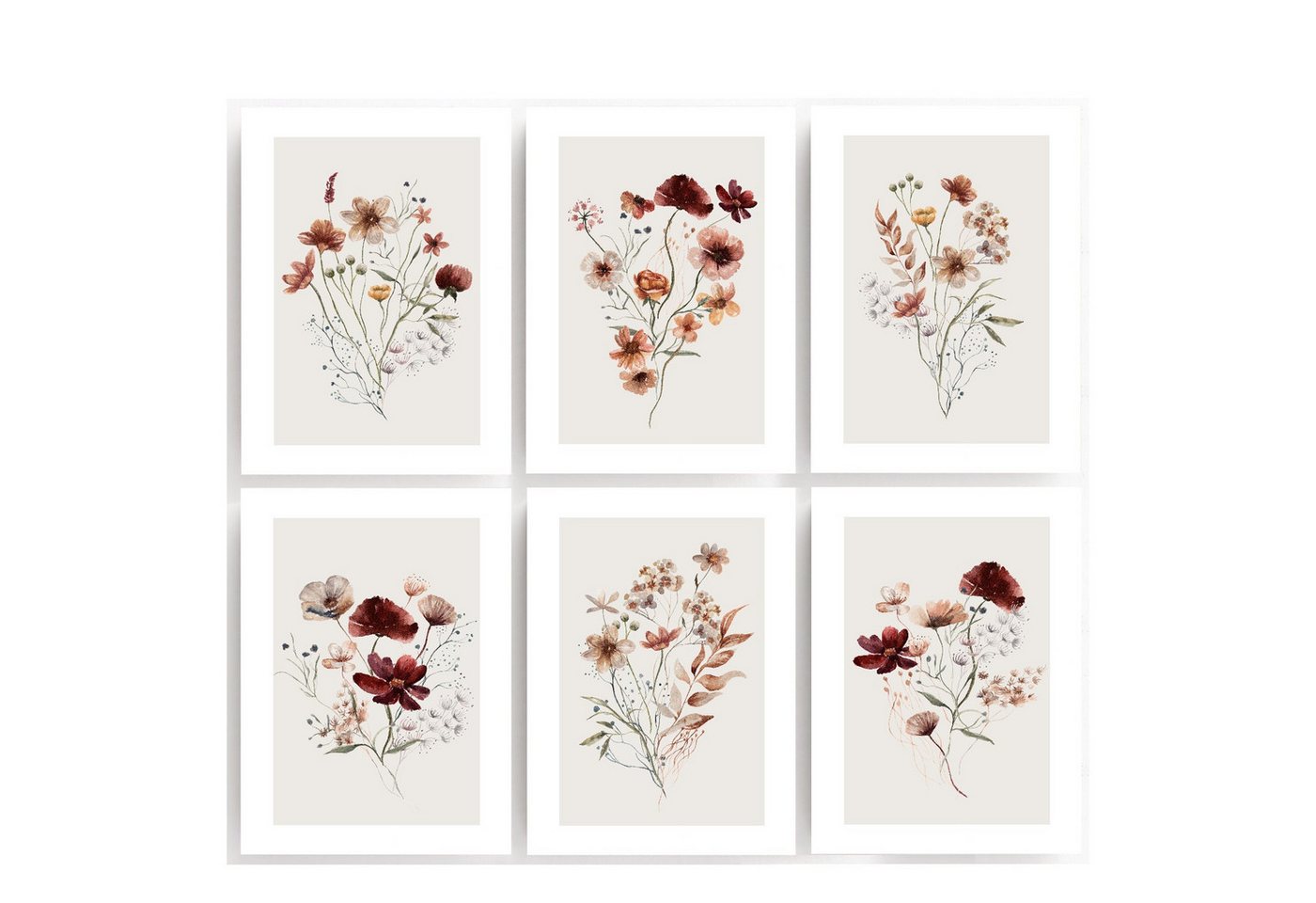 homestyle-accessoires Poster Bilder Bilderset Wandbilder WIESENBLUMEN WILD FLOWERS 6er Set Print, Ohne Bilderrahmen von homestyle-accessoires