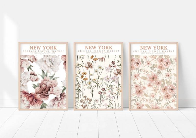 homestyle-accessoires Poster Bilder Wandbilder Bilderset FLOWER MARKET 3er Set, Ohne Bilderrahmen von homestyle-accessoires