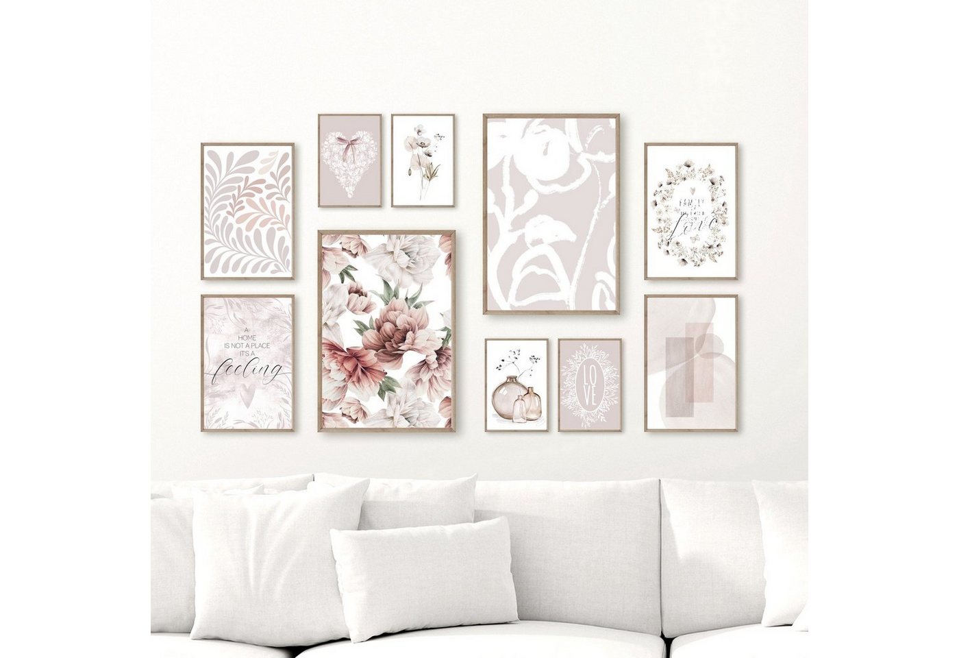 homestyle-accessoires Poster Bilder Set A HOME IS FEELING - FAMILY LOVE DIN A3/A4/A5, (10 St), Ohne Bilderrahmen von homestyle-accessoires