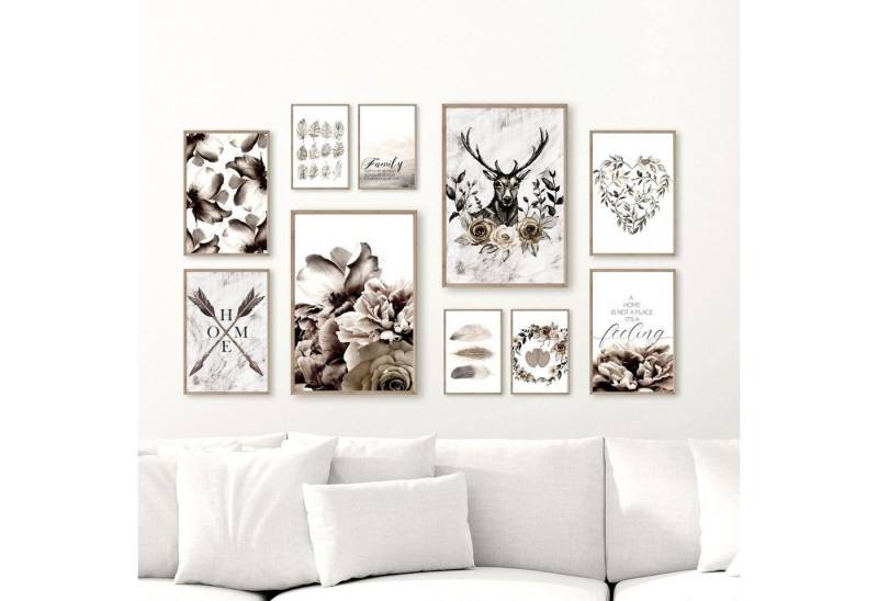 homestyle-accessoires Poster Bilder Bilderwand Wandbilder Set HOME IS NOT A PLACE IT'S A FEELING, (10 St), - Ohne Bilderrahmen - Sorgfältige & sichere Verpackung von homestyle-accessoires