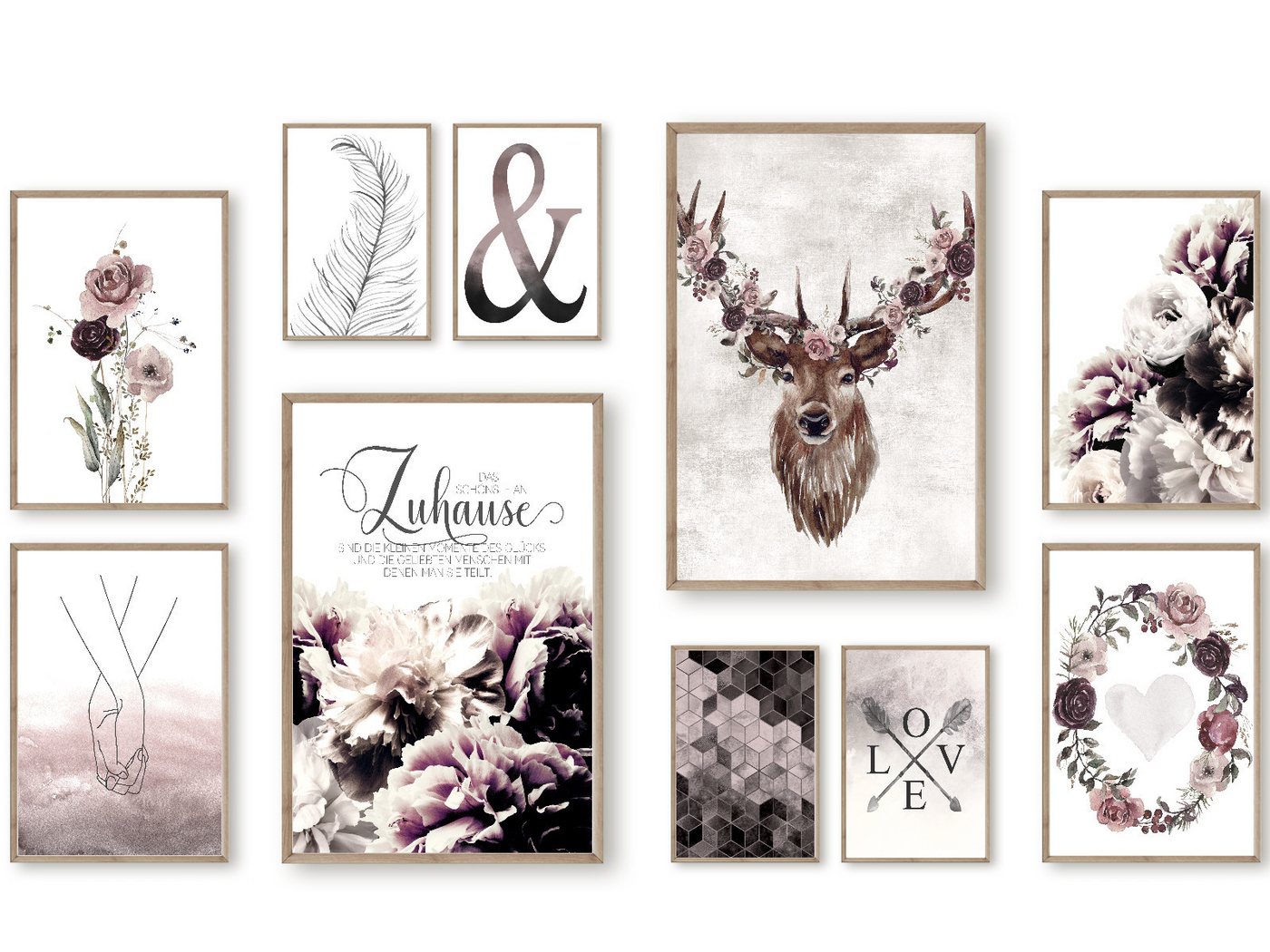 homestyle-accessoires Poster Bilder Bilderwand Set Wandbilder Poster DAS SCHÖNSTE AN ZUHAUSE, (10 St), - Ohne Bilderrahmen - Sorgfältige & sichere Verpackung von homestyle-accessoires