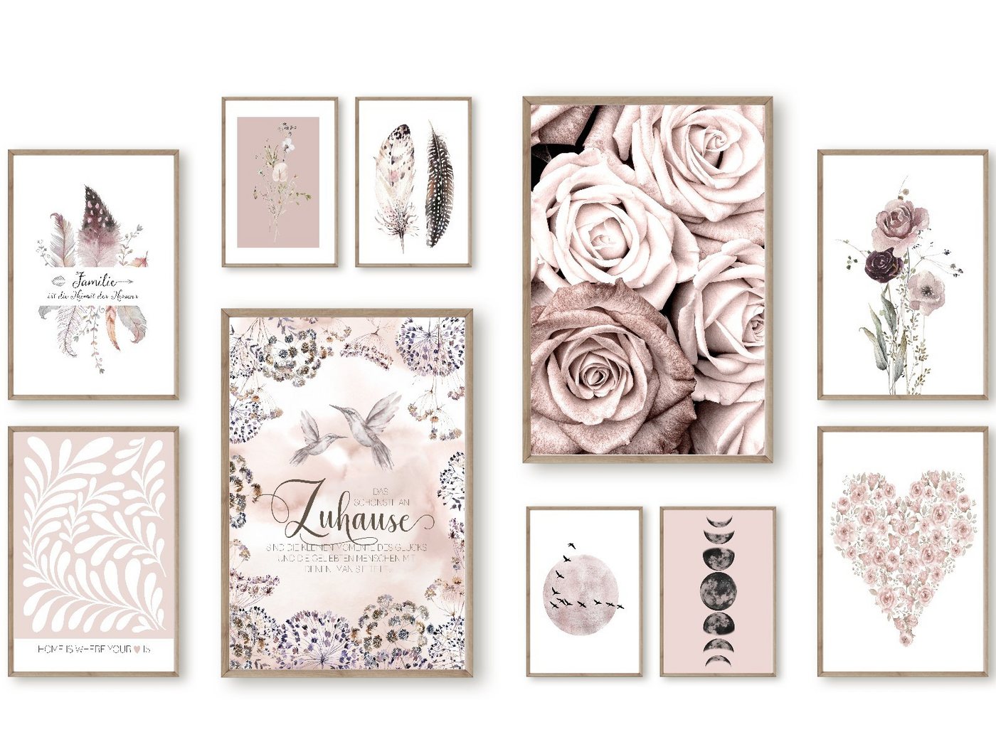 homestyle-accessoires Poster Bilder Wandbilder Bilderwand Bilderset DAS SCHÖNSTE AN ZUHAUSE Print, (10 St), - Ohne Bilderrahmen - Sorgfältige & sichere Verpackung von homestyle-accessoires