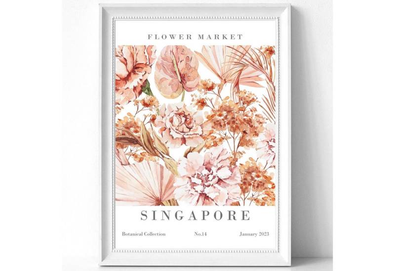 homestyle-accessoires Poster Bild Kunstdruck Wandbild FLOWER MARKET Print DIN A3, (1 St), Ohne Bilderrahmen von homestyle-accessoires