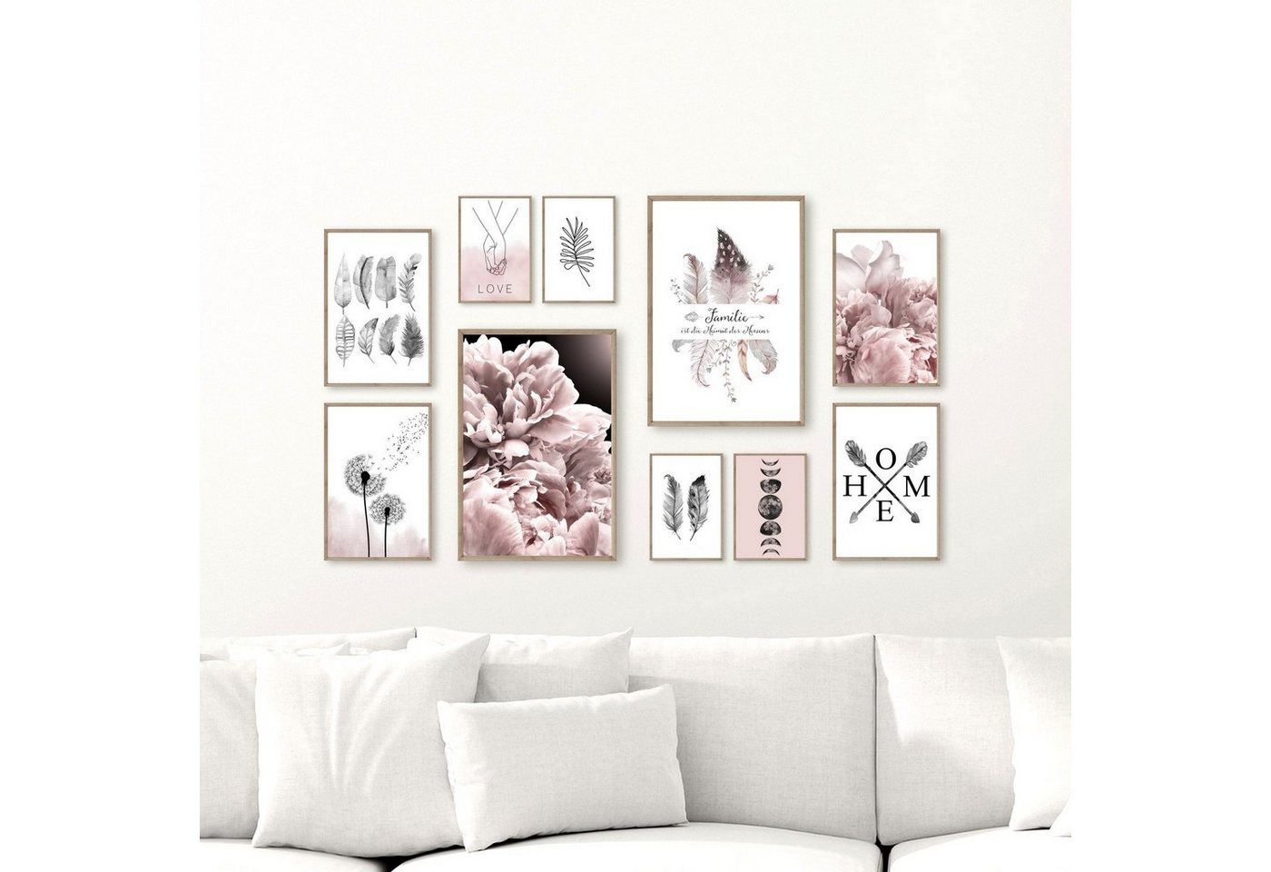 homestyle-accessoires Poster Bilder Set Wandbilder FAMILIE IST DIE HEIMAT DES HERZENS A3/A4/A5, (10 St), Ohne Bilderrahmen von homestyle-accessoires