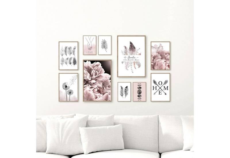 homestyle-accessoires Poster Bilder Set Wandbilder FAMILIE IST DIE HEIMAT DES HERZENS A3/A4/A5, (10 St), Ohne Bilderrahmen von homestyle-accessoires