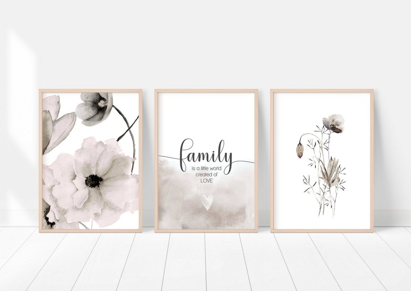homestyle-accessoires Poster Bilderset FAMILY IS A LITTLE WORLD CREATED OF LOVE 3er SET, Ohne Bilderrahmen von homestyle-accessoires