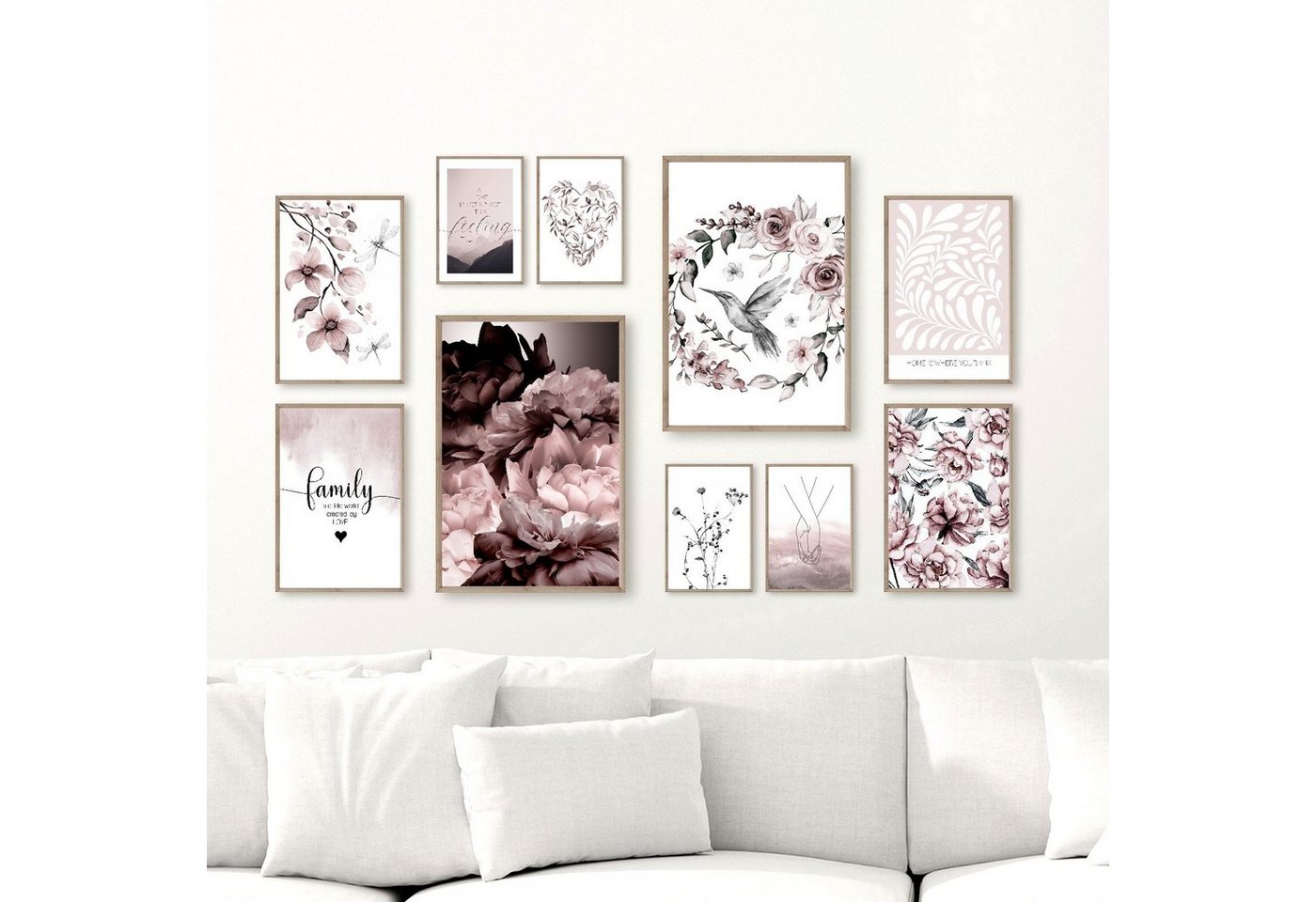 homestyle-accessoires Poster Bilderset FAMILY IS A LITTLE WORLD DIN A3/A4/A5 Prints, (10 St), Ohne Bilderrahmen von homestyle-accessoires