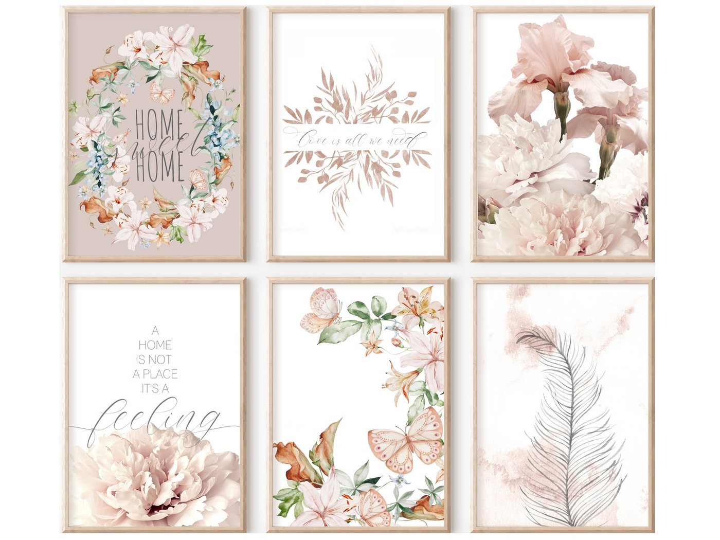 homestyle-accessoires Poster Bilderset Wandbilder Bilderwand HOME IS A FEELING HOME SWEET HOME 6er, - Ohne Bilderrahmen - sorgfältige & sichere Verpackung homestyle-accessoires Poster Bilderset Wandbilder Bilderwand HOME IS A FEELING HOME SWEET HOME 6er, - Ohne Bilderrahmen - sorgfältige & sichere Verpackung von homestyle-accessoires