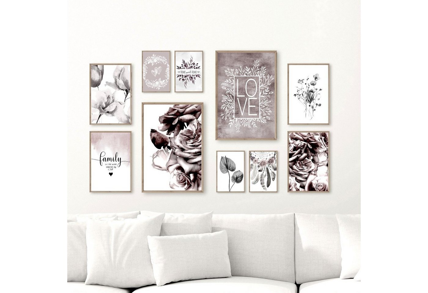 homestyle-accessoires Poster Bilderset HOME SWEET HOME FAMILY LOVE DIN A3/A4/A5 Prints, (10 St), Ohne Bilderrahmen von homestyle-accessoires